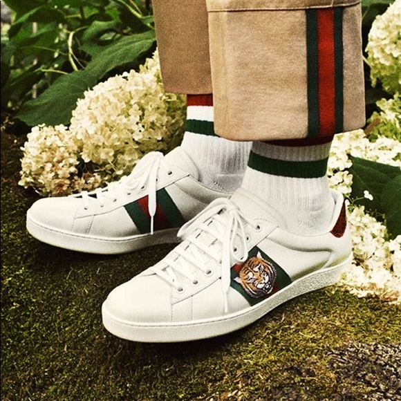 Gucci Other - EUC Gucci Ace Embroidered Tiger Head Sneakers In White